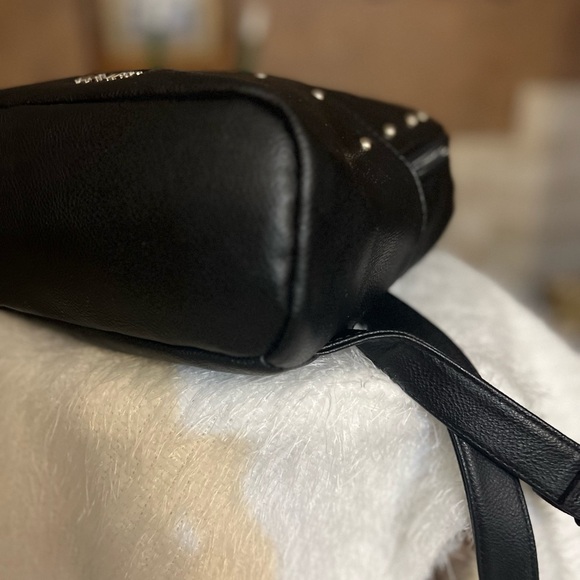 EUC- SUPER CUTE NINE WEST BLACK BACKPACK WITH SILVER STUDS - Picture 4 of 11